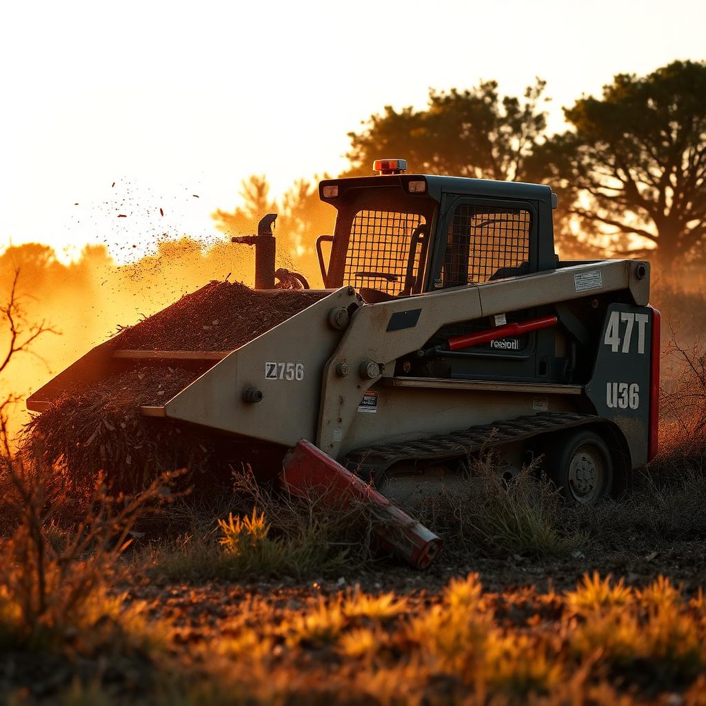 Forestry mulcher clearing brush on North Texas acreage